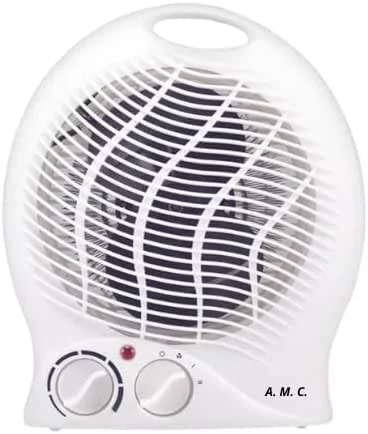 A.M.C. Caldo Bagno Elettrico 2000W Termoventilatore Silenzioso 2 Potenze Riscaldamento elettrico da bagno a basso consumo, termostato regolabile, 3 modalità di funzionamento, sistema di sicurezza