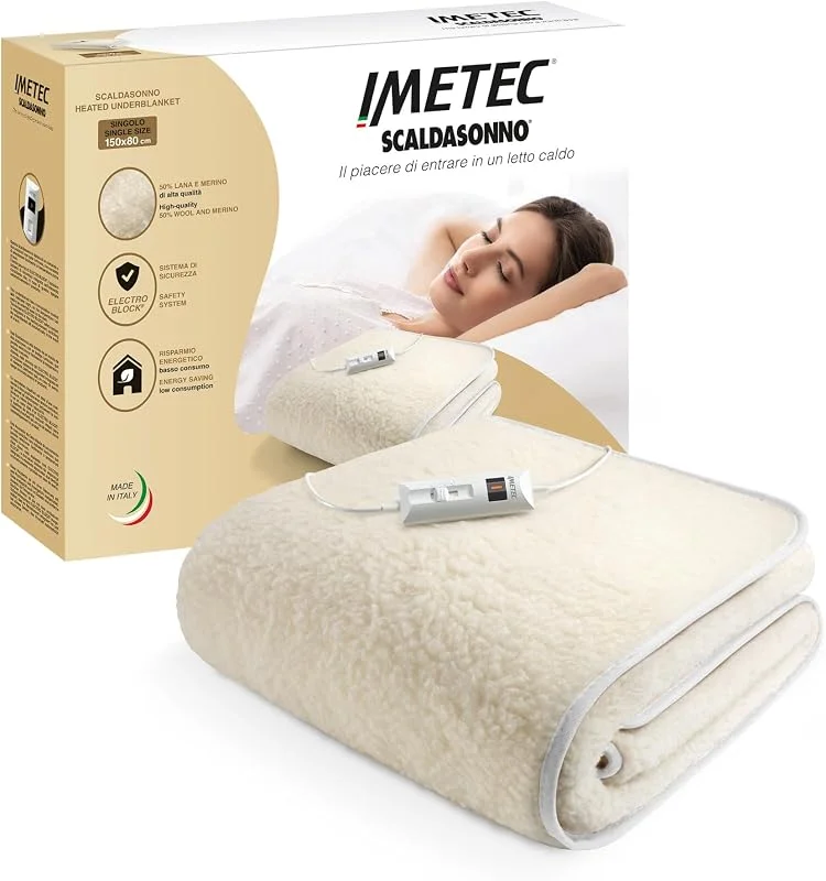 Imetec Scaldasonno – Scaldaletto singolo 150x80 lana merino — Riscaldamento