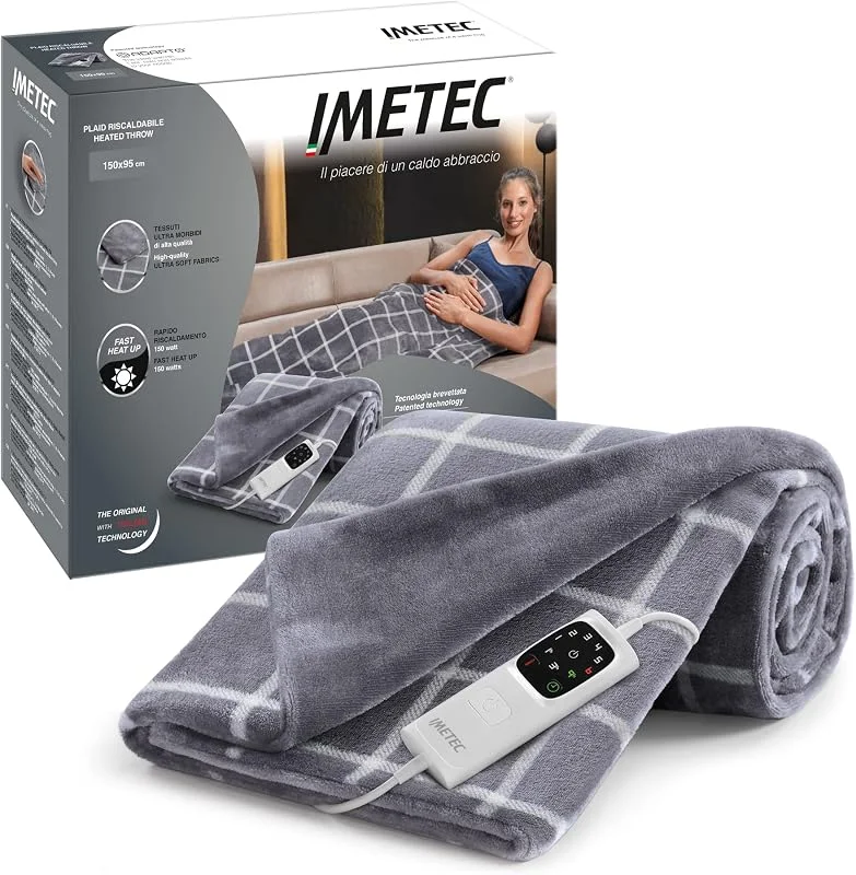 Imetec CaldoPlaid Velvet Square – Coperta riscaldante 150x95 cm — Riscaldamento