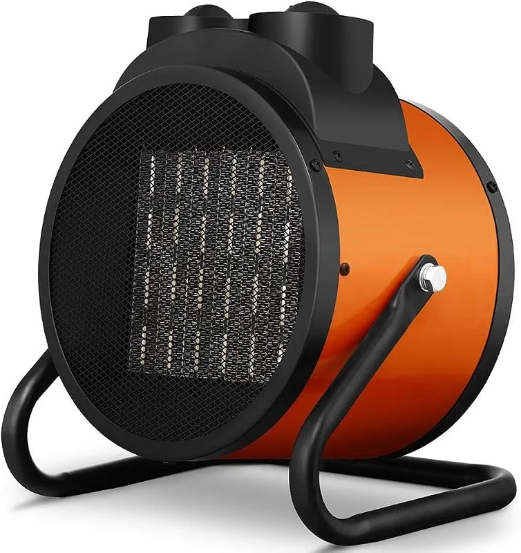 Bakaji Stufa Elettrica con Elementi Riscaldanti in Ceramica Termoventilatore Soffiante Industriale Potenza 3000W Termostato Regolabile Funzione Ventilatore Freddo Inclinazione Regolabile (3000 Watt) — Riscaldamento