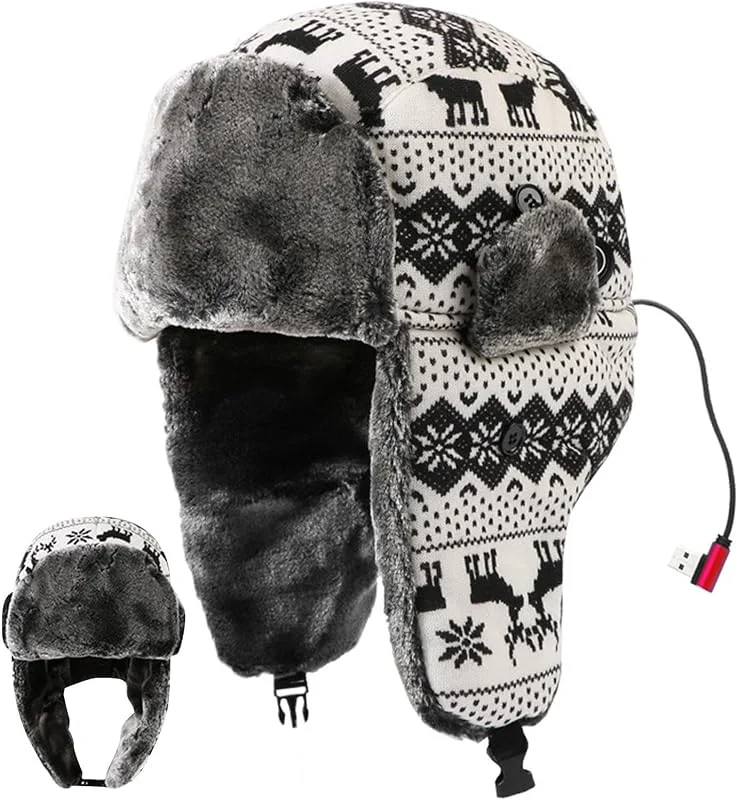 Générique Cappello Trapper invernale, Caldo e Resistente al Vento con auricolari, Cappello di Trapper Riscaldato tramite USB, per Lui Lei Uomini Donne Adulti Ciclismo Passeggiata Navetta Pesca — Abbigliamento riscaldato