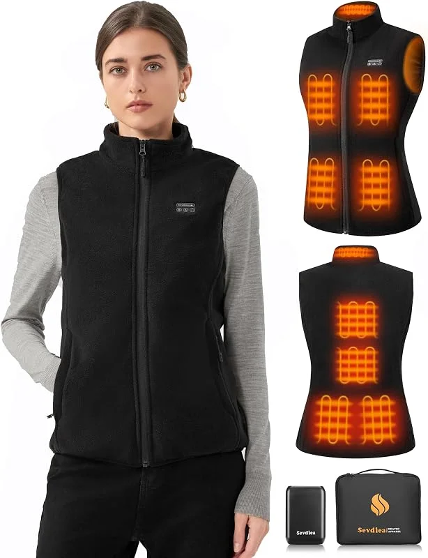 Gilet riscaldante in pile da donna con power bank, 16000 mAh, 7, 4 V, gilet riscaldante 4 in 1, controller indipendente con design spento, gilet termico leggero con batteria — Abbigliamento riscaldato