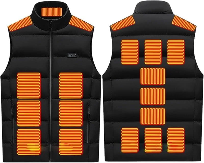 Gilet riscaldato, Gilet Termico Leggero con 3 Gilet elettrici Regolabili for Escursionismo e Caccia (Batteria Non Inclusa)(Noir, 6XL(97.5-105kg)) — Abbigliamento riscaldato