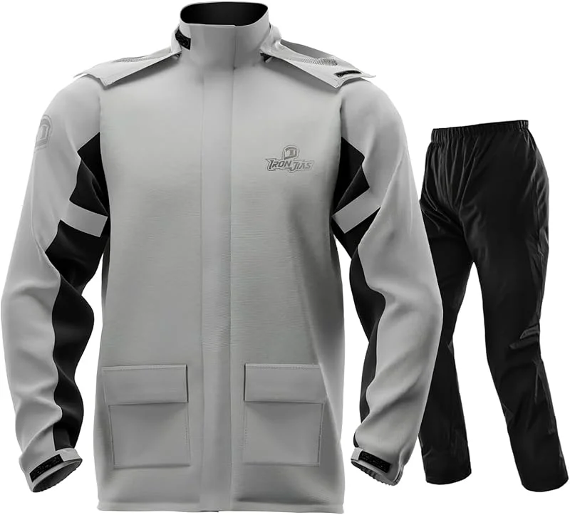 IRON JIA'S tuta impermeabile da moto da uomo, giacca impermeabile da moto da uomo, utilizzando il tessuto di protezione ambientale GRS, leggero impermeabile antivento traspirante, moto, ciclismo — Abbigliamento riscaldato