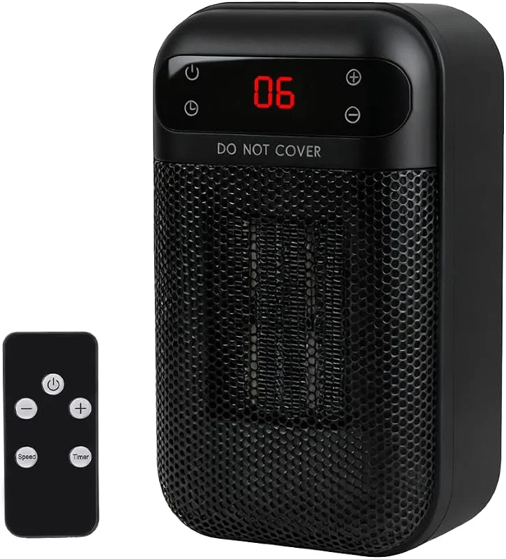 500W Stufetta Elettrica Basso Consumo con Telecomando, Stufa Elettrica Basso Consumo con Timer da 12 Ore, Scaldino Elettrico Bagno, Termoventilatore da Bagno per Bagno, Camera da Letto, Ufficio — Riscaldamento