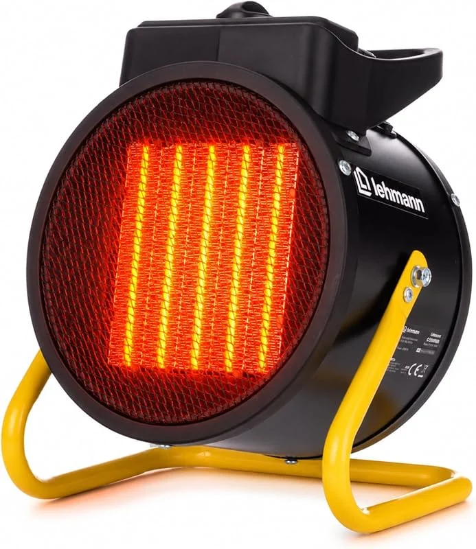 LEHMANN Termoventilatore Elettrico per Riscaldamento Rapido, 2000 W, 3 Livelli di Potenza, Termostato, Regolazione Inclinazione, Maniglia di Trasporto, Ideale per Stanze Piccole