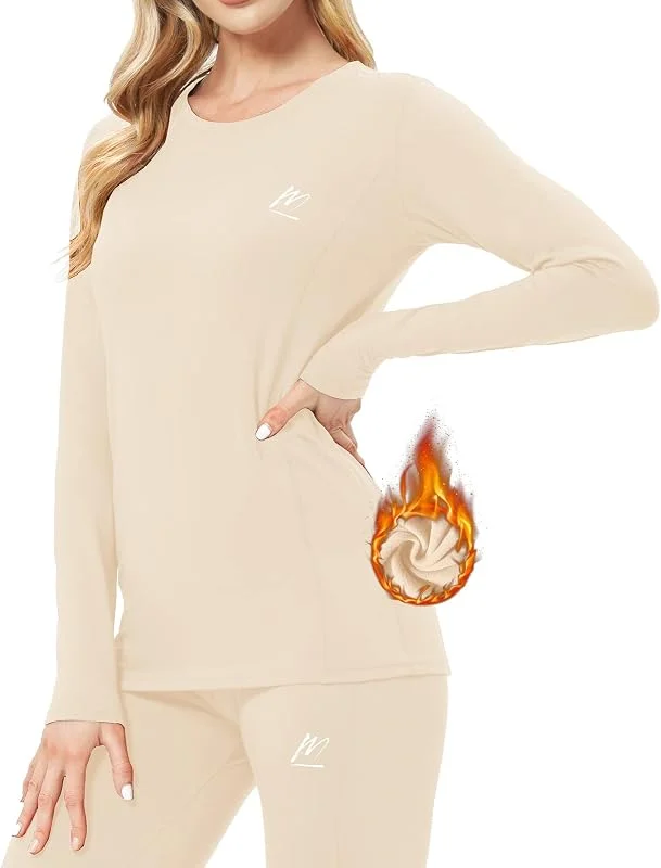 Biancheria Intima Termica Donna, Funzione Set da Sci Maglia+Pantaloni Termici Base Layer Riscaldante Sport Ciclismo Running — Abbigliamento riscaldato