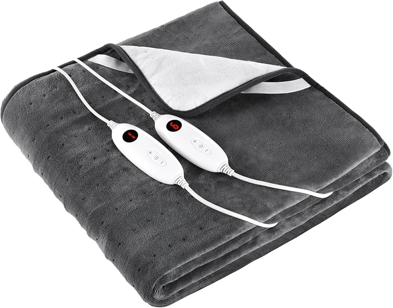 TLGREEN Scaldaletto Elettrico in Coral Fleece 187x139cm, Grigio — Riscaldamento