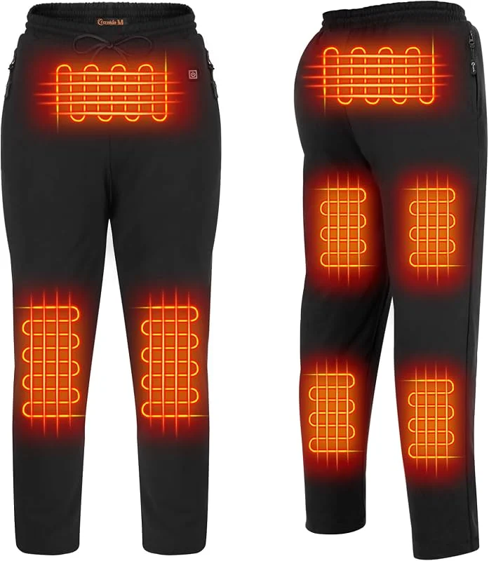 FERNIDA Pantaloni riscaldati per uomo e donna, con 8 zone USB, riscaldanti elettrici (batteria 5 V, 2 A non inclusa), nero, S — Abbigliamento riscaldato