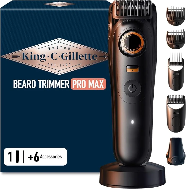 King C. Gillette Rasoio Elettrico Barba Pro Max con Accessori — Cura della pelle