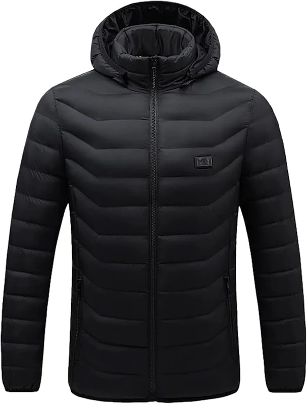 Giacca Riscaldato Uomo con Batteria Manica Lunga Elettrico Termica USB Trapuntato Piumino Giubbotto Riscaldato Moto Sci Lavoro Cappotto Giubbino Invernale All'aperto — Abbigliamento riscaldato