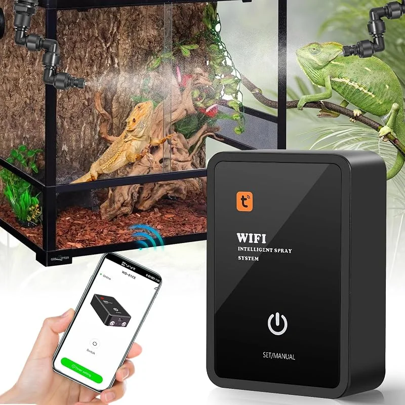 Nebulizzazione per Teca Rettili, Umidificatore per Rettili con Ugelli a 360°, Umidificatore Rotante per Anfibi Rettili Piante Fiori — Cura della pelle