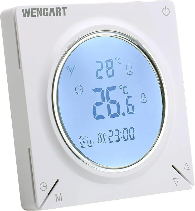 Wengart Termostato per riscaldamento dell'acqua WG106, Programmazione settimanale, Display LCD digitale, Funzionamento semplice, Adatto per sistemi di riscaldamento ad acqua calda, Risparmio energetico