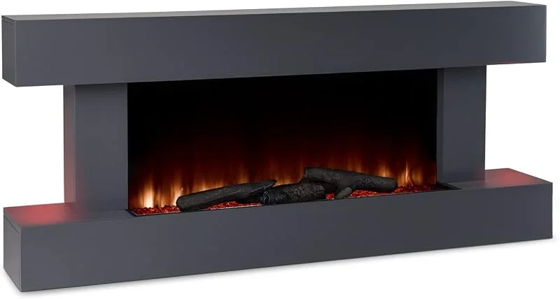 Klarstein Deko Kamin mit LED-Flammen, Elektro Kamin mit Heizung, 2000W Elektrischer Kamin, Sparsamer Kamin Elektrisch, Wandkamin mit Fernbedienung & Timer, Elektrische Kamine mit MDF-Gehäuse — Riscaldamento