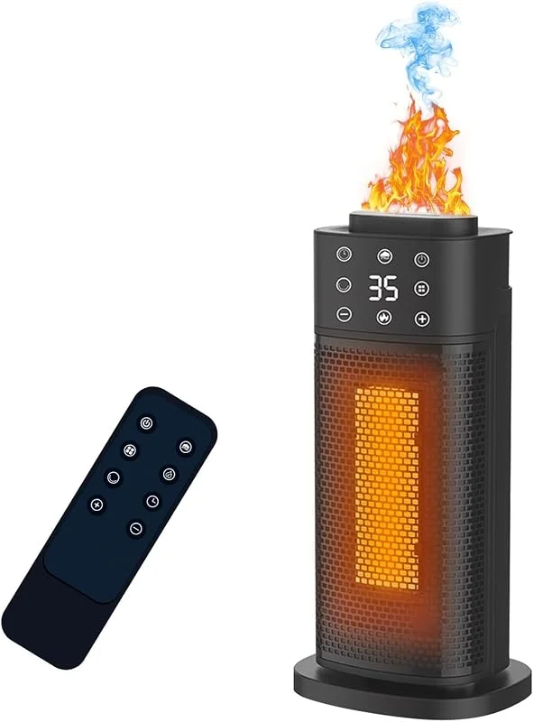2000W Stufa Elettrica Basso Consumo, Termoventilatore in ceramica silenzioso, con riscaldamento a 3 livelli, funzione timer, doppio utilizzo per caldo e freddo, protezione da surriscaldamento e