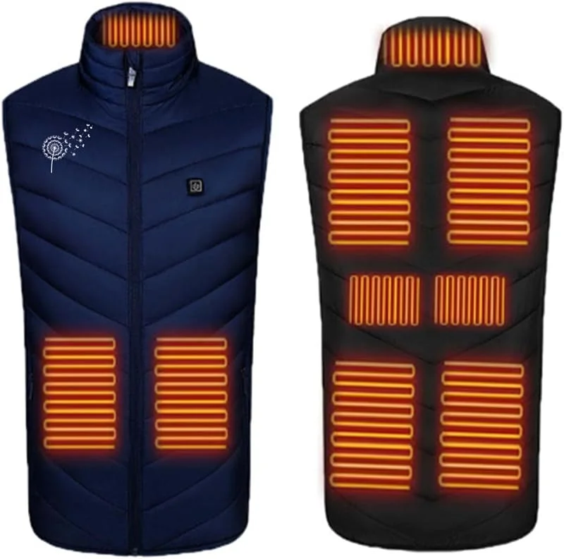 HEONSATI Gilet Riscaldante Elettrico Giubotto Caldo Lavabile Giacca Senza Maniche Trekking Giubbotto Termoriscaldato Gilet Riscaldato Uomo Da Lavoro Giubbotti Sci Impermeabile Gilet Riscaldato Moto — Abbigliamento riscaldato