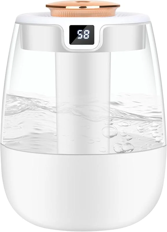 Umidificatore Ambiente, 1.8L Umidificatore Ambiente Bambini, 28dB Silenzioso 20H di Durata, Mini Umidificato Piante con Luce LED 3 Modalità di Spruzzo Schermo Intelligente, Auto Spegnimento