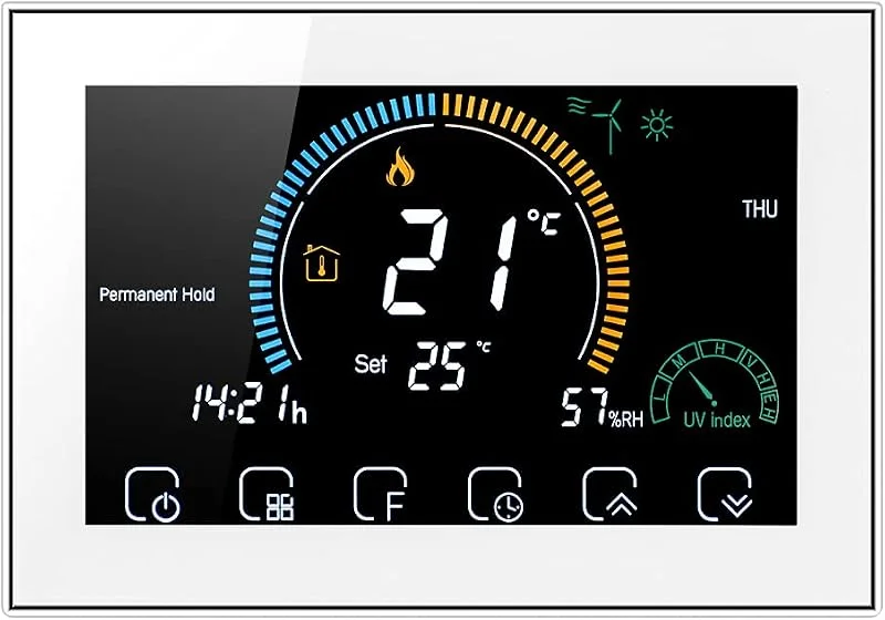 Irishom Termostato WiFi per Caldaia a Gas Controllo App Vocale, LCD Retroilluminato, Termostato Programmabile Compatibile con Alexa Google Home, BHT-8000-GC (Bianco) — Riscaldamento