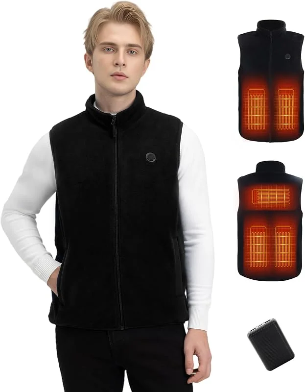 Mincoo Gilet Riscaldato Uomo con Power Bank 5V 10000mAh - Giubbotto Riscaldante con 3 Velocità di Temperatura, Gilet Termico Autoriscaldante per Lavoro all'Aperto, Sci, Escursionismo e Pendolarismo — Abbigliamento riscaldato