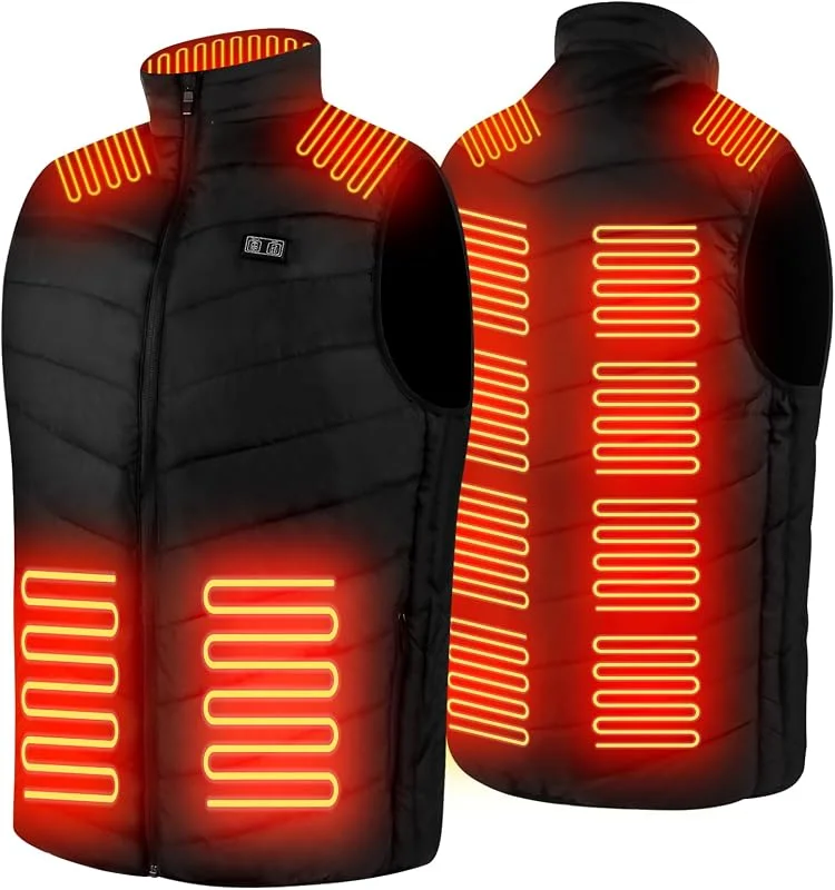 Gilet riscaldato per uomo e donna, gilet riscaldato con 13 zone di riscaldamento, 3 livelli di riscaldamento, unisex, lavabile, ricaricabile tramite USB, scaldacorpo per pesca e sci, XXXL (batteria — Abbigliamento riscaldato