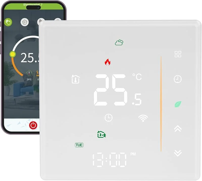 Termostato Caldaia WiFi, Intelligente Cronotermostato WiFi 220V Termostato Ambiente Smart Digitale Programmabile Settimanale con controllo vocale, Smart Life, Google Home, Alexa — Riscaldamento