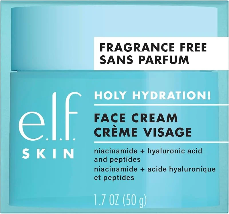 e.l.f., Holy Hydration! Face Cream - Fragrance Free, vellutata, non unge, leggera, nutriente, idrata, ammorbidisce, si assorbe rapidamente, adatta a tutti i tipi di pelle, 50 g (1, 76 oz) — Cura della pelle