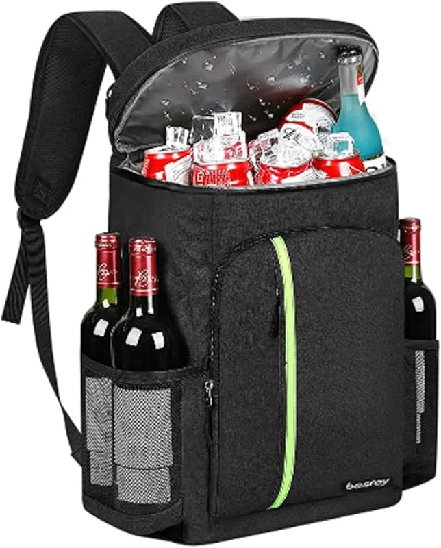 besrey - Zaino termico da 30 litri, borsa termica, porta pranzo, mantiene i cibi caldi o freddi. Per campeggio, pic-nic, barbecue, eventi (nero) — Riscaldamento