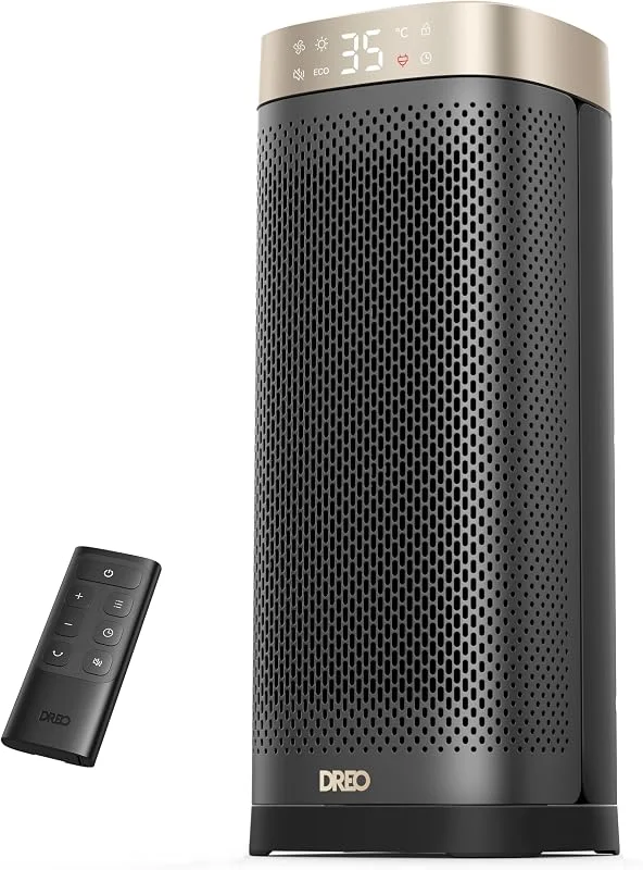 DREO Termoventilatore in ceramica da 2000 W, silenzioso e a risparmio energetico con termostato, timer 12 ore, 3 modalità, oscillazione 70°, riscaldatore elettrico da 16 pollici per ambienti — Riscaldamento