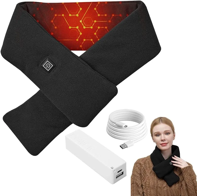Sciarpa Riscaldante, Antivento Sciarpa Riscaldata USB, Elettrica Invernale Sciarpas Riscaldata con Temperatura Regolabile a 3 Livelli, per Inverno, Esterno, Natale, per Donna e Uomo — Abbigliamento riscaldato