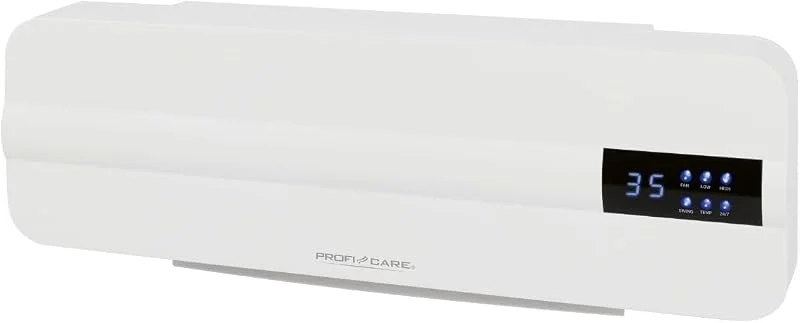 ProfiCare® Termoventilatore da parete con rilevamento aperto, radiatore fino a 60 mq, riscaldamento elettrico per montaggio a parete, con materiale di montaggio, riscaldamento con cavo da 1, 5 m