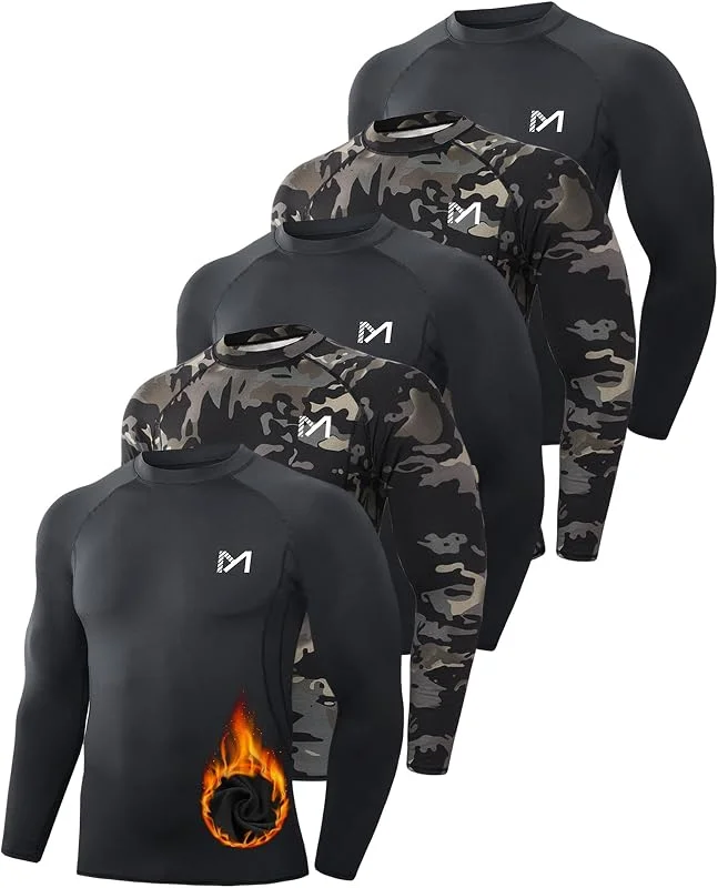 MEETWEE Maglia Termica Uomo, Maglia a Manica Lunga Compression Maglietta Biancheria Intima Sport T-Shirt Baselayer da Corsa Ciclismo Fitness — Abbigliamento riscaldato