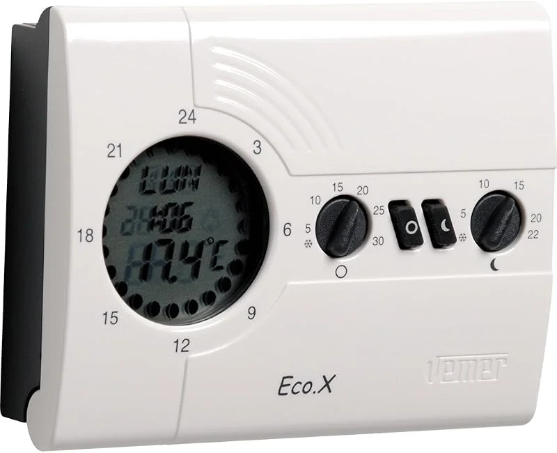 VEMER VN161600 ECO.X-D - Cronotermostato Digitale per Caldaia, Programmazione Giornaliera, Alimentazione a Batterie, Bianco — Riscaldamento