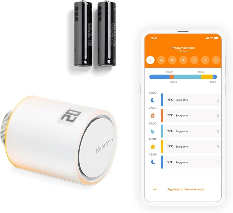 Netatmo Valvola Termostatica WiFi, Controllo Remoto, Risparmio Energetico, Accessorio per Termostati Intelligenti, Compatibile con Alexa e HomeKit, Installazione Facile, NAV-AMZ — Riscaldamento