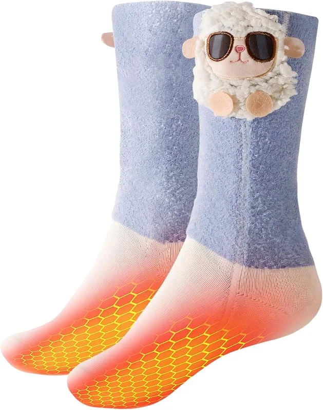 Kids Heated Socks - Boys and Girls Cute Electric Heating Socks, Upgraded 4000mAh Battery Pack (Not Ski Socks) — Abbigliamento riscaldato