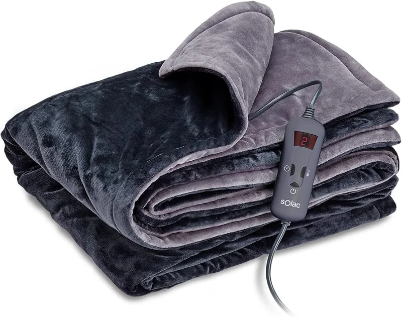 Solac - Coperta elettrica termica digitale 150W, 10 livelli di calore, Timer 9h, Autospegnimento, Lavabile in lavatrice, Morbida flanella 120x160 cm, Protezione surriscaldamento