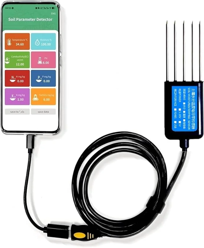 Analizzatore Del Terreno, Misuratore Digitale Usb Per L'analisi Del Terreno, Tester Per Azoto, Fosforo, Potassio, Npk, Ph, Umidità, Ec Per App Android, Test Di Fertilità Del Terreno Per Giardino — Umidificatore