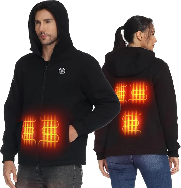KEMIMOTO Cappuccio Riscaldata Uomo Donna con 12V 20000mAh, Giacca Riscaldata con Controllo Tramite App, Giacca Termica per Moto, Escursionismo, Sci, Campeggio All'Aperto — Abbigliamento riscaldato