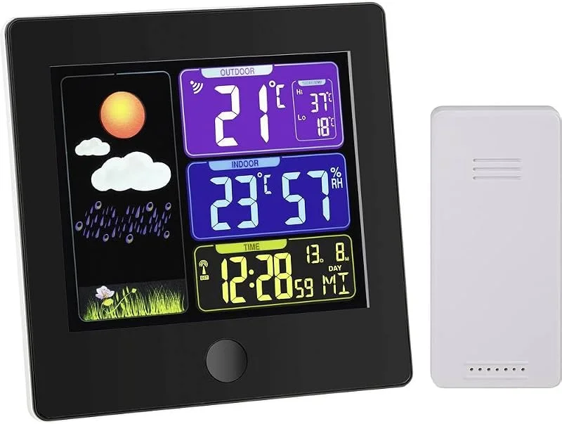TFA Dostmann Stazione meteo con sensore esterno, SUN, radio 35.1133.01 Previsioni del tempo con display a colori Climatizzazione interna, nero — Umidificatore