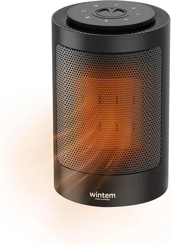 Wintem Termoventilatore da Tavolo 1500W Oscillante e a Basso Consumo - Ideale per un Riscaldamento in Pochissimo tempo in Camera, Bagno o Ufficio con 2 Livelli di Potenza
