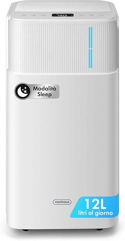 VonHaus Deumidificatore Casa 12L, Giorno a Basso Consumo, Serbatoio 2L