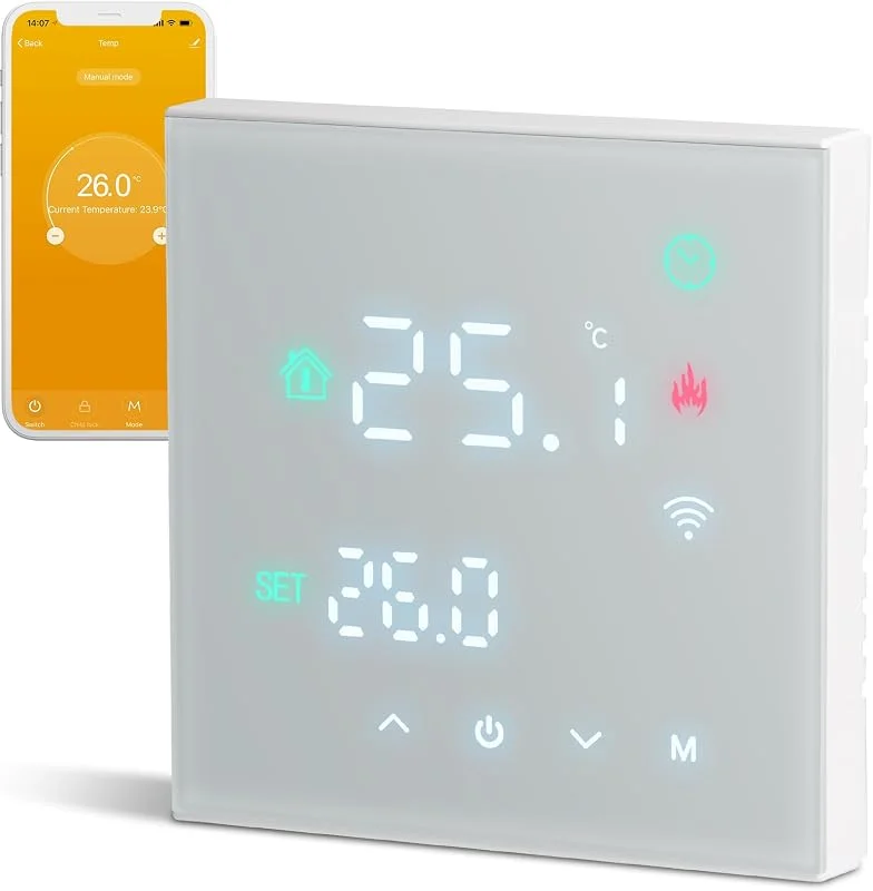 Termostato wifi caldaia a gas, Termostato programmabile settimanale intelligente，termostato controllo con Tuya samrt compatibile con Google Assistant e Alxe, Termostato ambiente digitale TGW60W-WPB — Riscaldamento