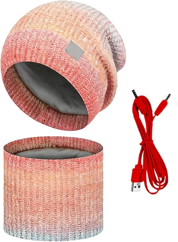 Berretto riscaldato, 2 in 1, con USB, caldo berretto lavorato a maglia, per sci, ciclismo, pendolarismo, viaggi, lavoro, corse mattutine, escursionismo — Abbigliamento riscaldato