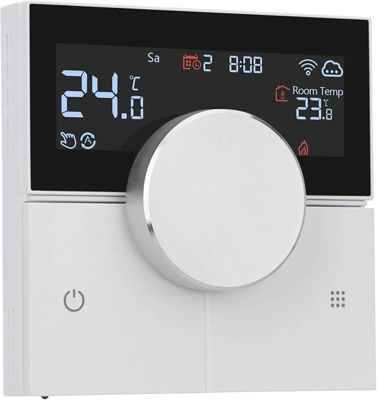 Wengart Smart Termostato per Stanza WG12, AC230V 3A 2.4GHz Funziona per Riscaldamento a Pavimento ad Acqua, Termostato Compatibile con Alexa e Google Home, Ruota per Impostare la Temperatura, Modalità