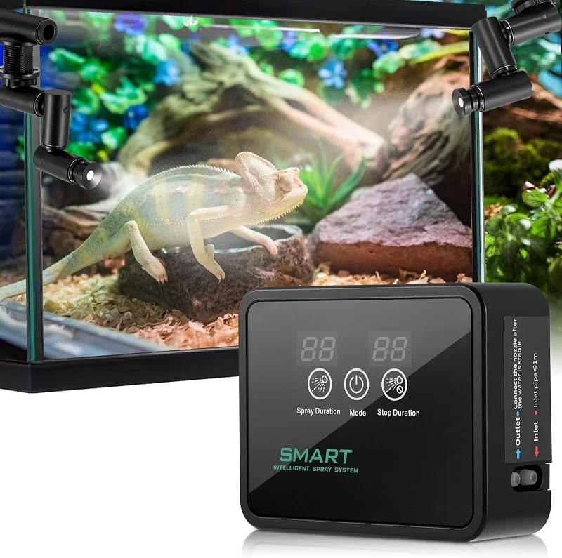 Nebulizzatore Terrario, Umidificatore Rettile Sistema di Nebulizzazione per Rettili Atomizzatore Automatico con Timer e Ugelli di Spruzzo a 360° Sistema di Irrigazione per Terrar Piante