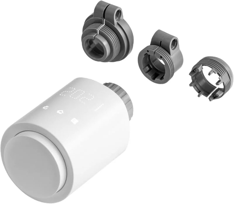 Testa Termostatica con Programmatore di Riscaldamento Elettrico Tuya Smart Wi-FI Testina Termostatica Raccordo Valvola Termostatica Wifi M30 x 1, 5 (3 batterie AA e 3 adattatori inclusi)