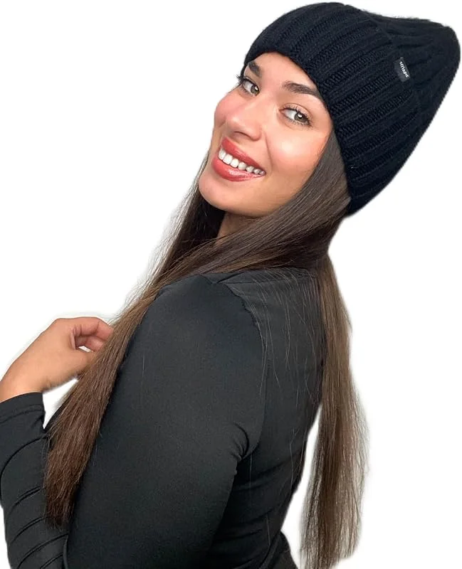 Offtopic® Cappello Invernale Donna Cashmere e Interno 100% Seta per Capelli Sempre in Ordine, Berretto Cuffia Anticrespo, Elegante Idea Regalo Unica — Abbigliamento riscaldato