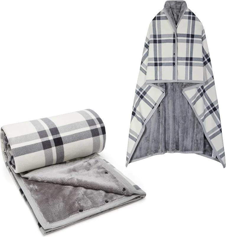 Poncho da Donna Indossabile Mantello Caldo Coperta Calda Invernale con Bottoni Scialle Grande Sciarpa Flanella Maglia Cape Cardigan per Donna Cappotto Poncho Lavorato Mantella Coprispalle — Abbigliamento riscaldato