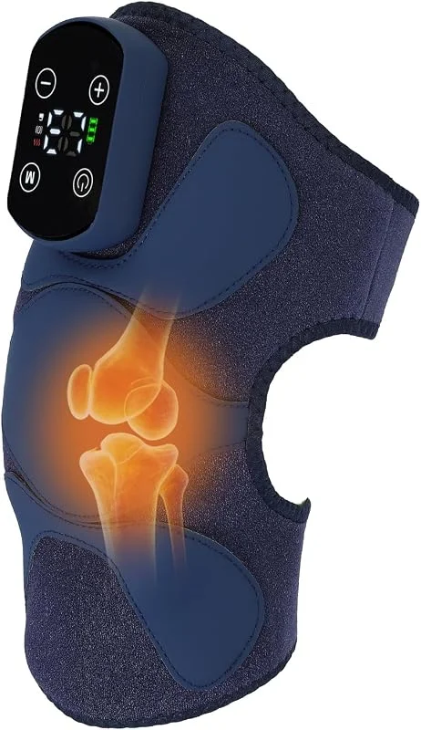 Ginocchiera Riscaldante Senza Fili, Massaggiatore Ginocchio Elettrico con 4 Motori a Vibrazione e 5 Livelli di Calore (40-60°C), 3 Modalità Massaggio, Touchscreen per Sollievo Dolore Articolare — Abbigliamento riscaldato