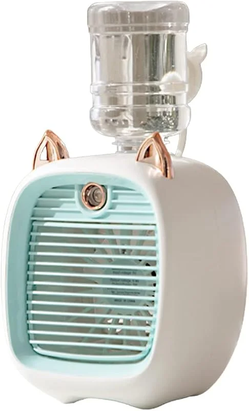 MACHSWON Mini condizionatore d'aria portatile a 3 velocità blu, 190 ml, ricaricabile tramite USB, ventilatore personale con umidificatore per camera da letto, ufficio scrivania