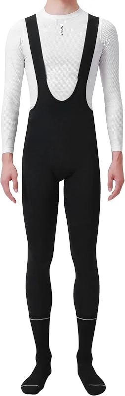 INBIKE Salopette Ciclismo Uomo Invernale Pantaloni Bici da Strada con Fondello Pantaloni Ciclismo con Bretelle Salopette Bici Termico Antivento in Pile con Tasche Antishock Riflettente — Abbigliamento riscaldato